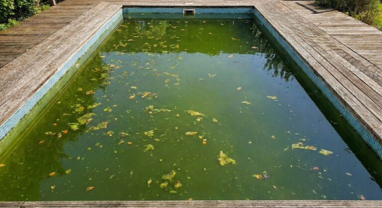 piscina verde algas antes tratamiento pozuelo